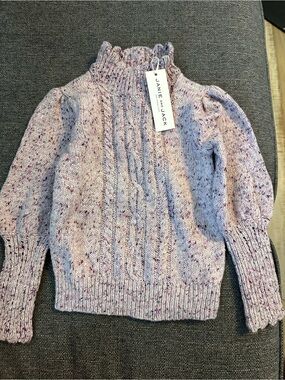 Janie and JackLavender Speckled Cable-Knit Sweater